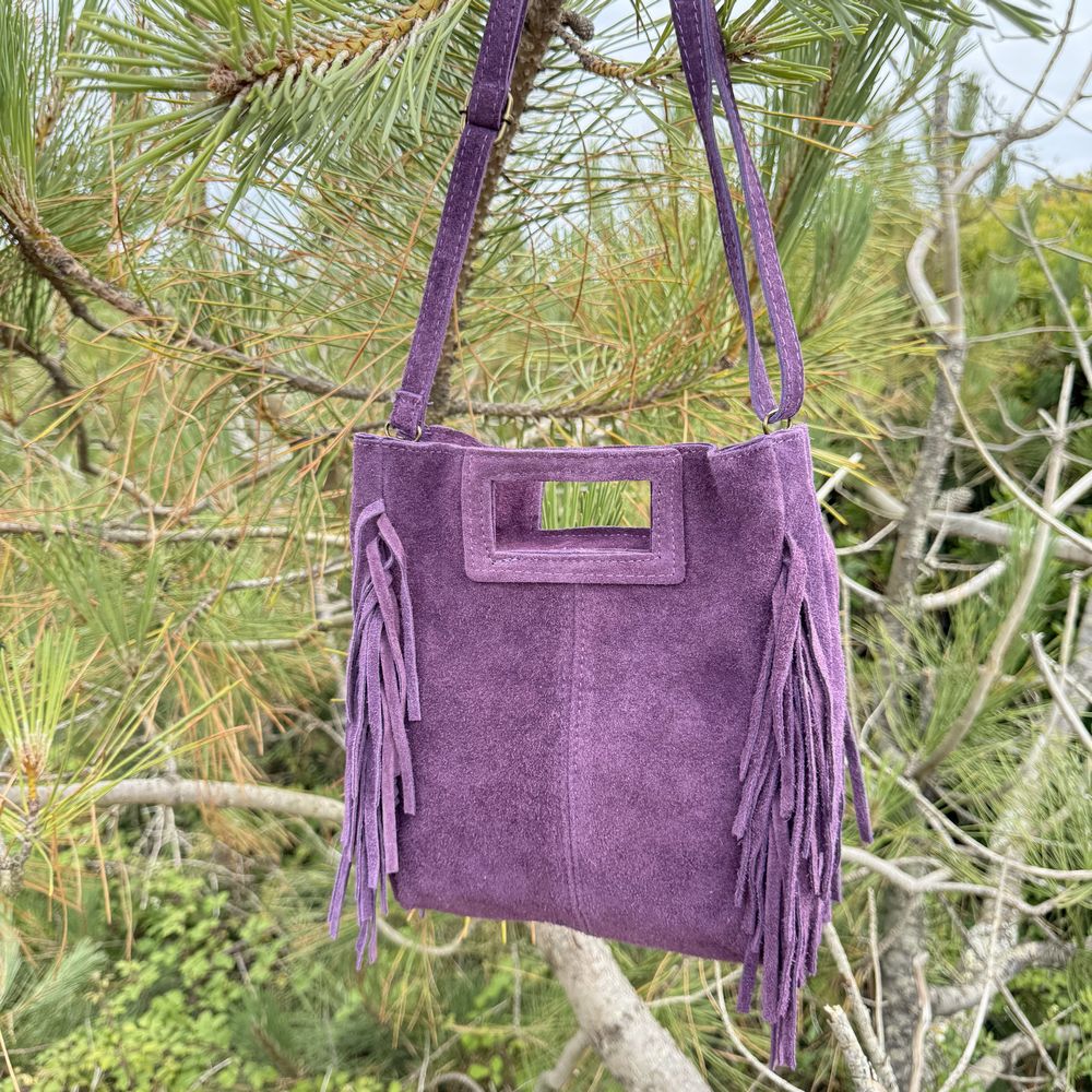 Sac bandoulière en cuir à franges Majelline