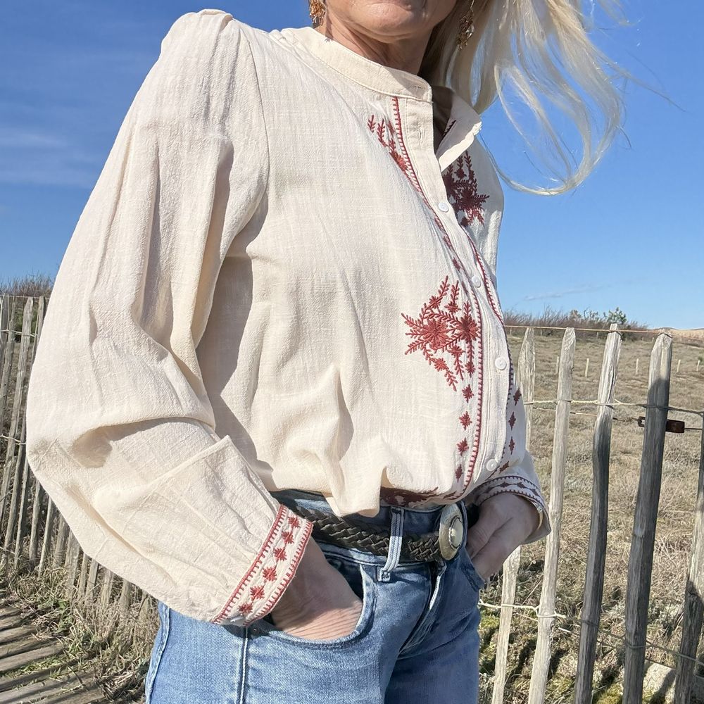 blouse coton blanc broderie bohème