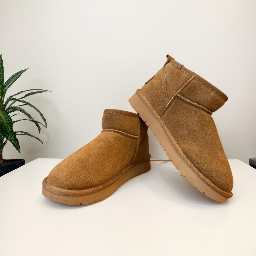 bottine boots basse en cuir et fourrure véritable