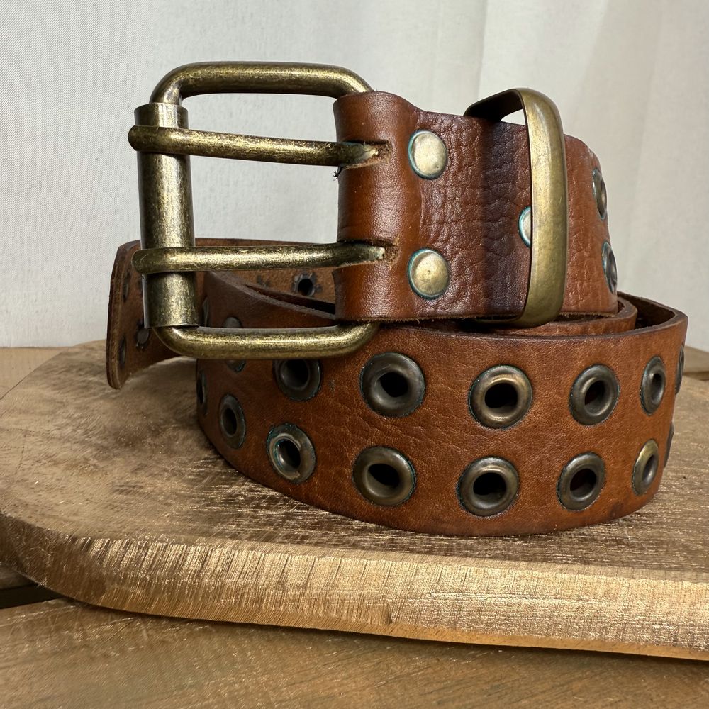 ceinture cuir femme marron double boucle