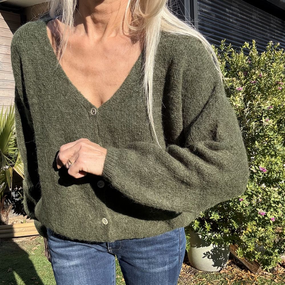 gilet court en alpaga petit bouton nacre