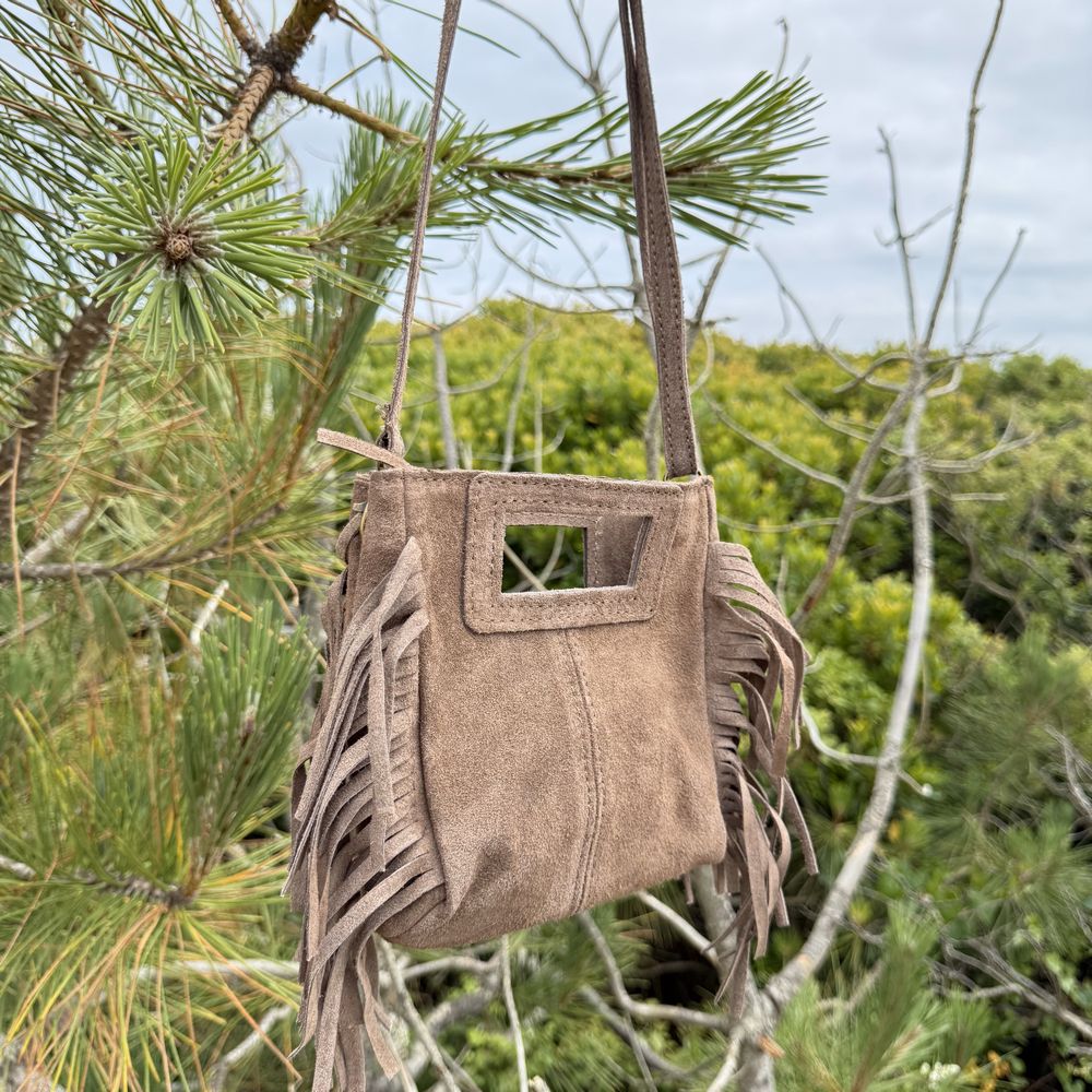 mini sac en cuir taupe