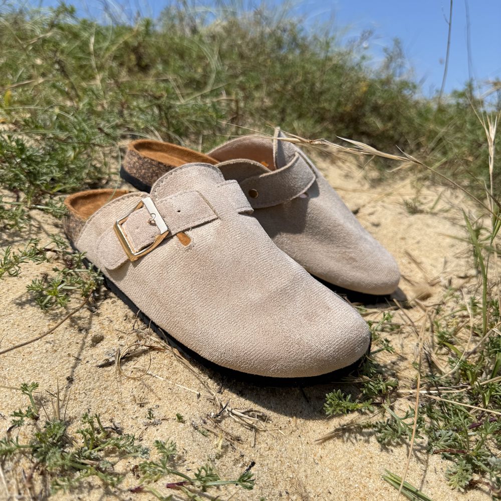 mule sabot birken beige en suédine