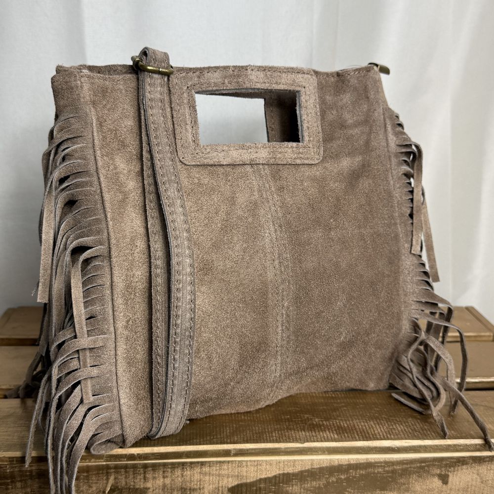 Sac bandoulière en cuir à franges Majelline