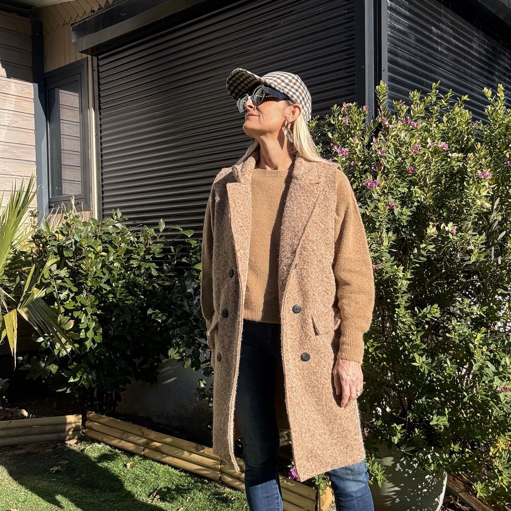 manteau sans manches camel