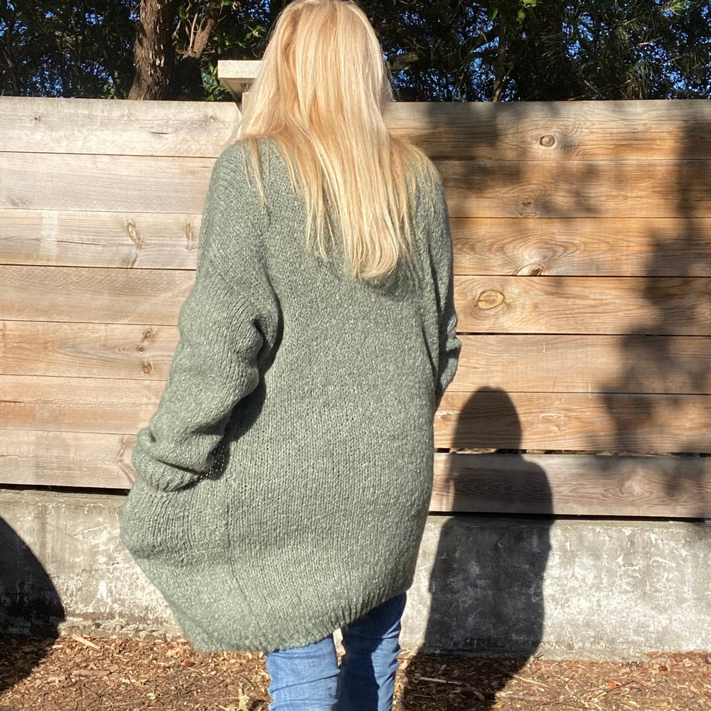 gilet grosse maille en laine et mohair vert