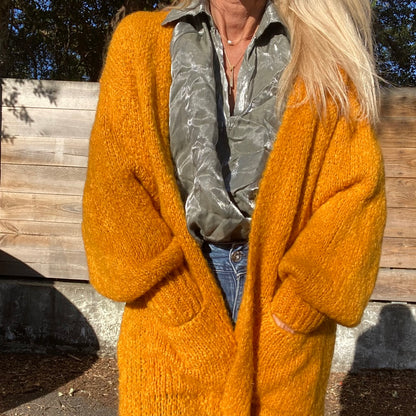 Gilet long en grosse maille laine et mohair Rosie