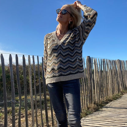 pull col v maille ajouré