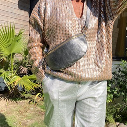 sac banane gris acier métallisé