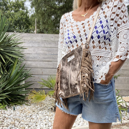 sac cuir metallise bronze brillant