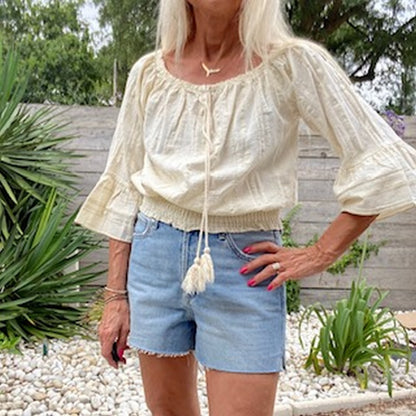 blouse bohème coton dorures femme

