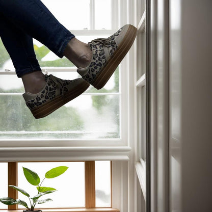 Basket semelle compensée léopard