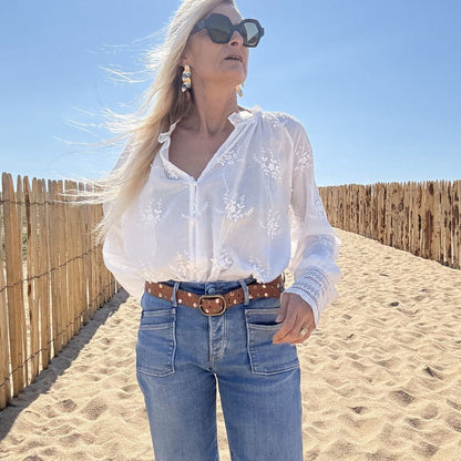 blouse blanche en coton fine broderie romantique