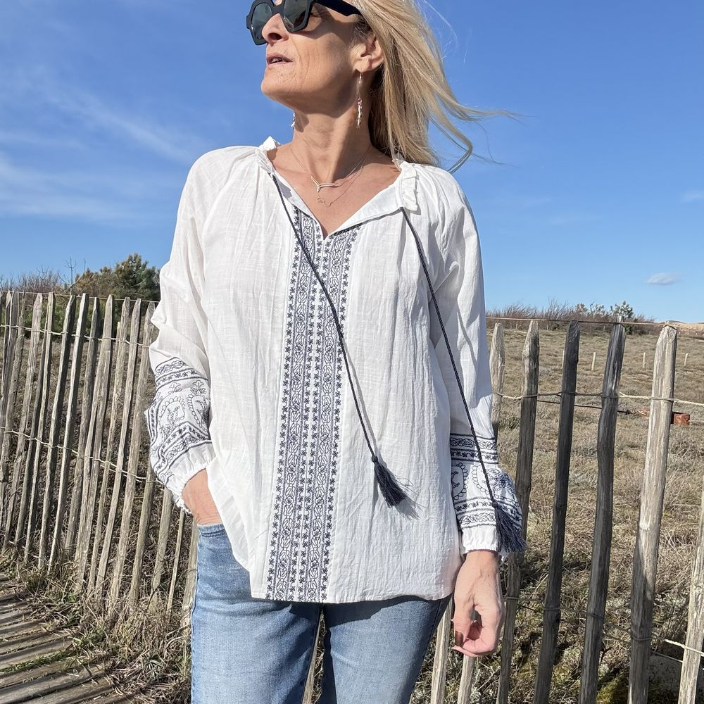 blouse bohème en coton blanc