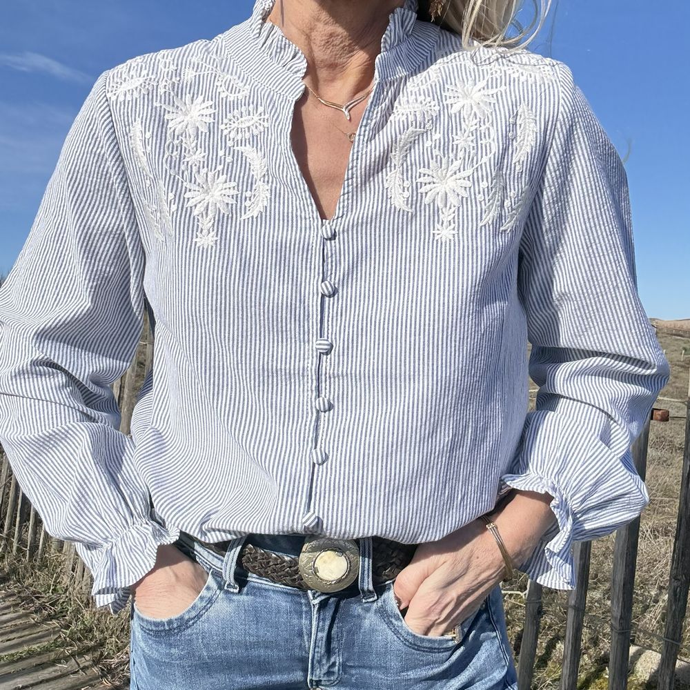 blouse romantique chic en coton et fine broderie