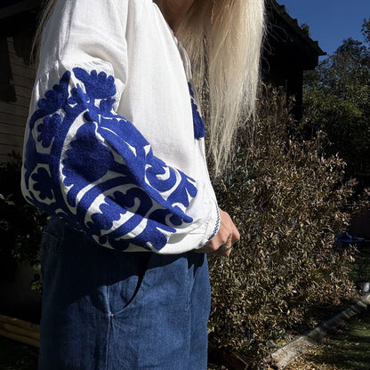 blouse bohème broderie manche