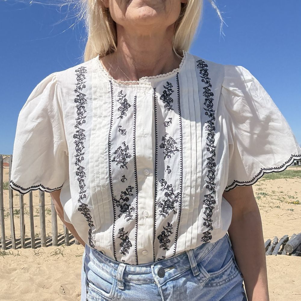 blouse petite manche en coton blanc