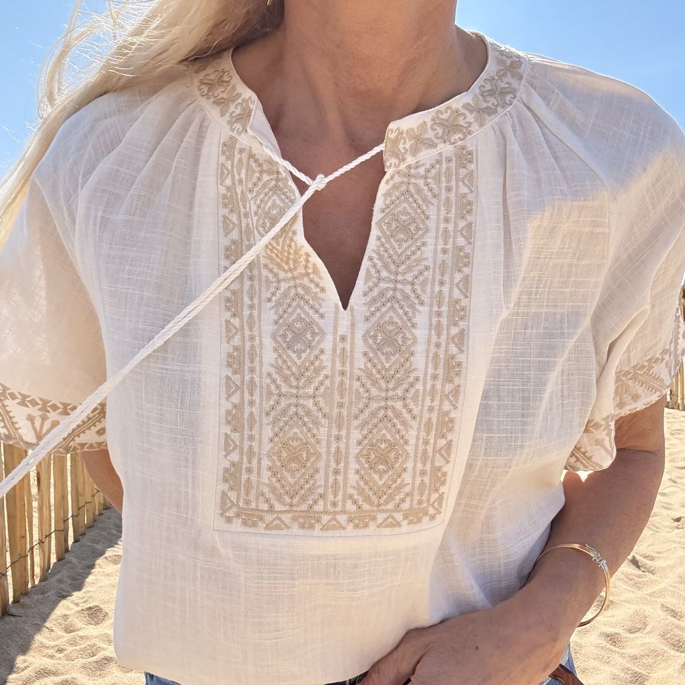 blouse sans manche bohème dorée