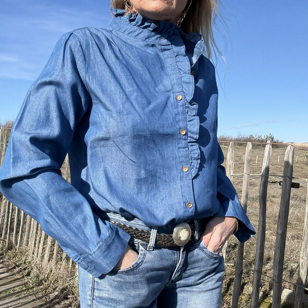 blouse denim coton 