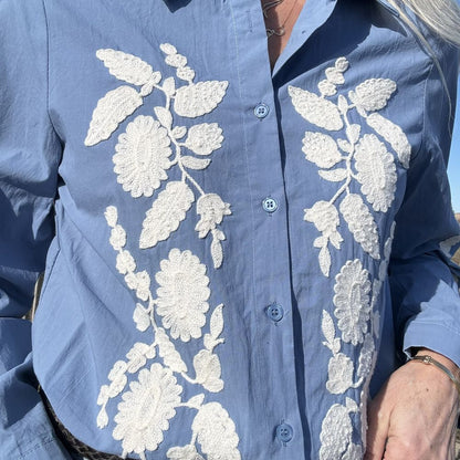 chemise coton broderie romantique blanche