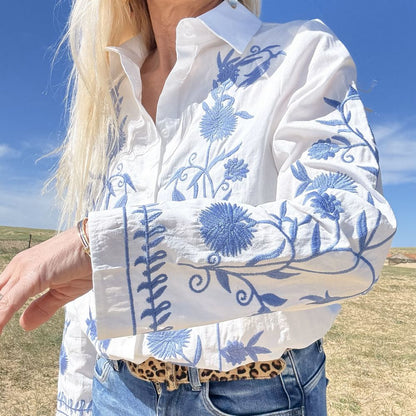 blouse chemise femme romantique chic en coton et broderie