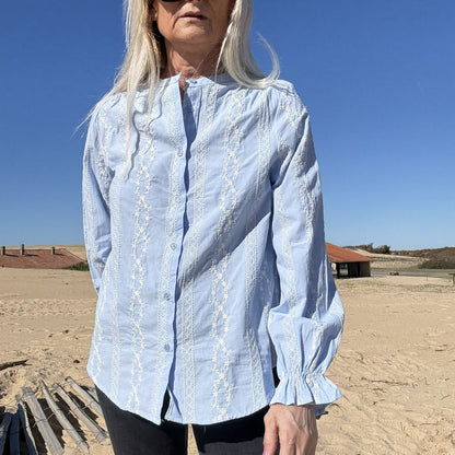 blouse bohème casual en coton et broderie 