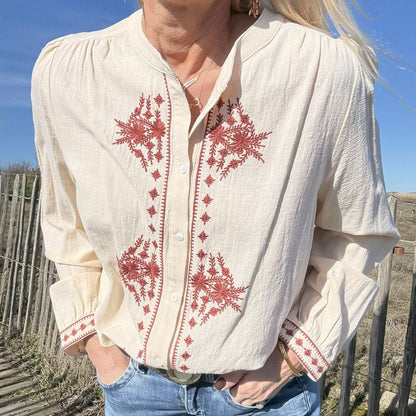 blouse blanche en coton et fine broderie romantique