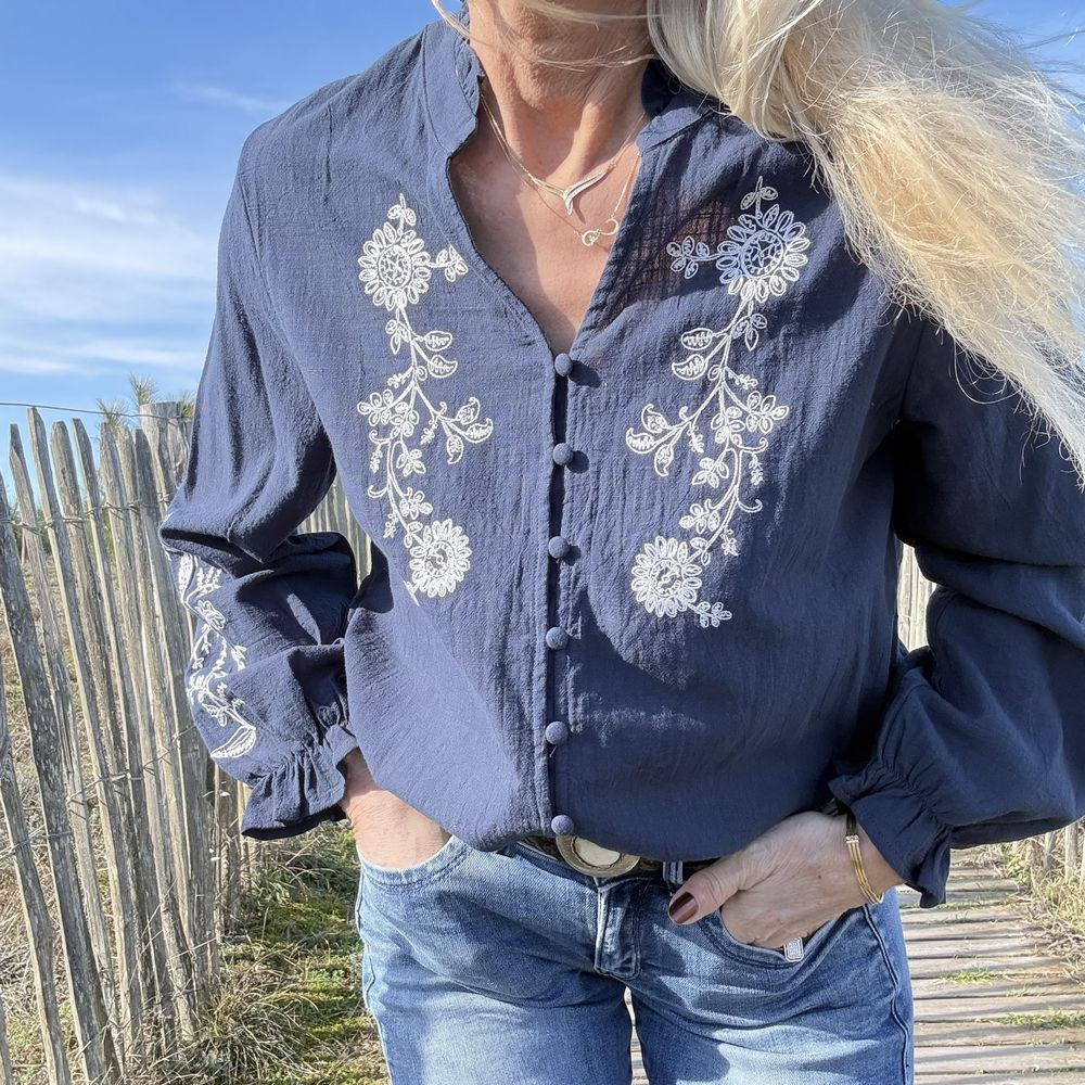 blouse romantique coton et broderie blanche