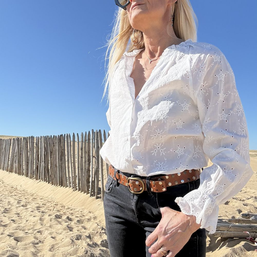 blouse en coton blanc broderie anglaise