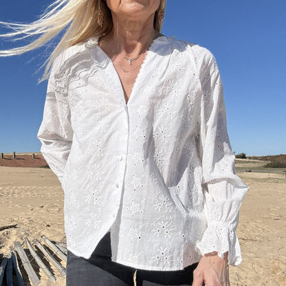 blouse bohème en coton brodé