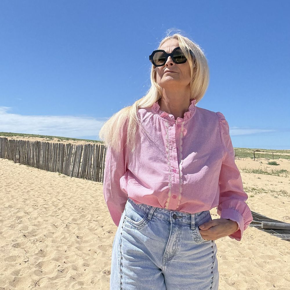 blouse rose en coton grande taille