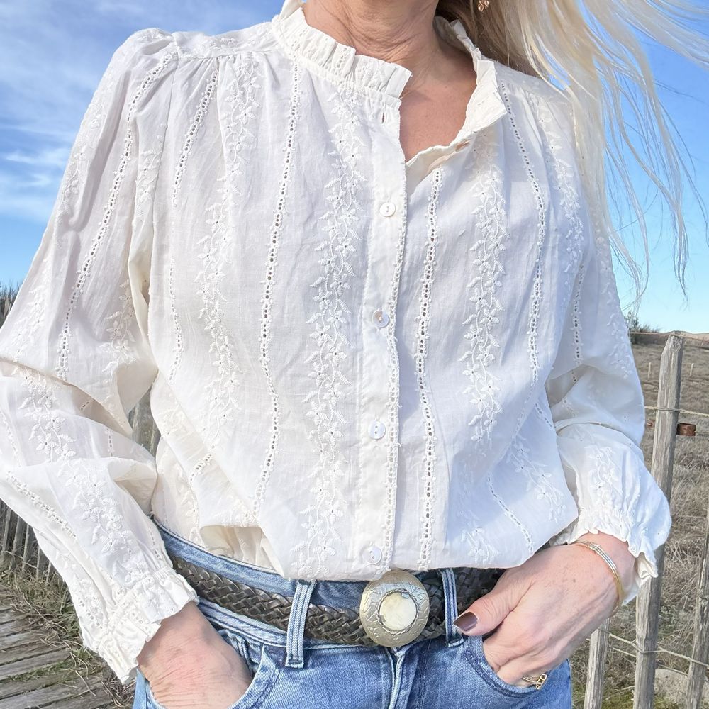 blouse coton écru broderie romantique