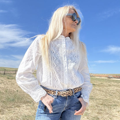 blouse femme en coton blanc et broderie bohème