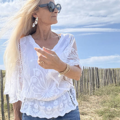blouse dentelle et broderie casual chic bohème