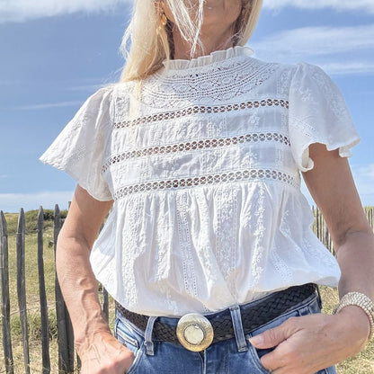 blouse blanche en coton petites manches