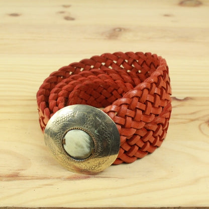 ceinture tressé cuir camel