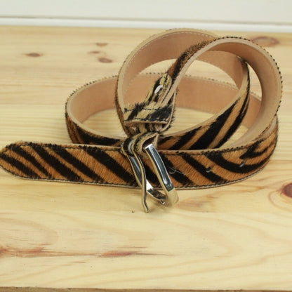 ceinture cuir motif zebre tigre