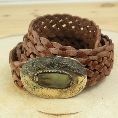 ceinture cuir tressé marron clair