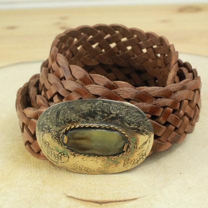 ceinture cuir tressé marron clair