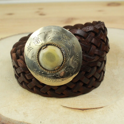 ceinture cuir tressé caramel