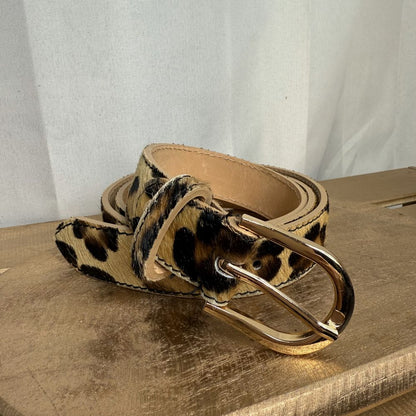 Ceinture en Cuir avec Fausse Fourrure Animale