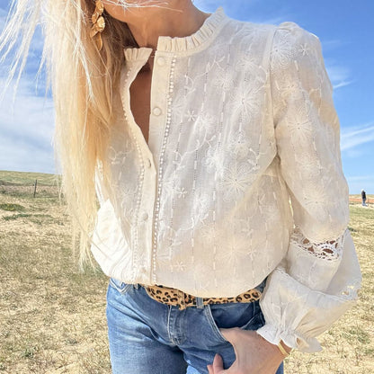 blouse en coton crème et broderie esprit boho chic romantique
