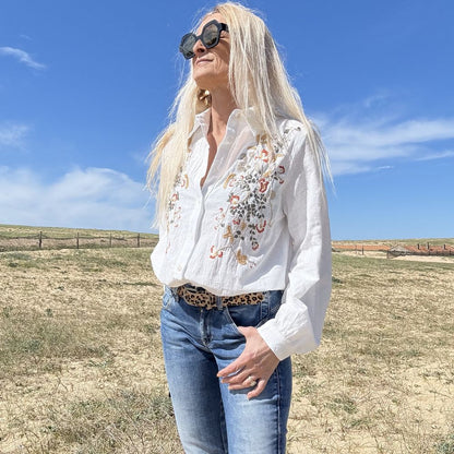 chemise femme bohème en coton et broderie