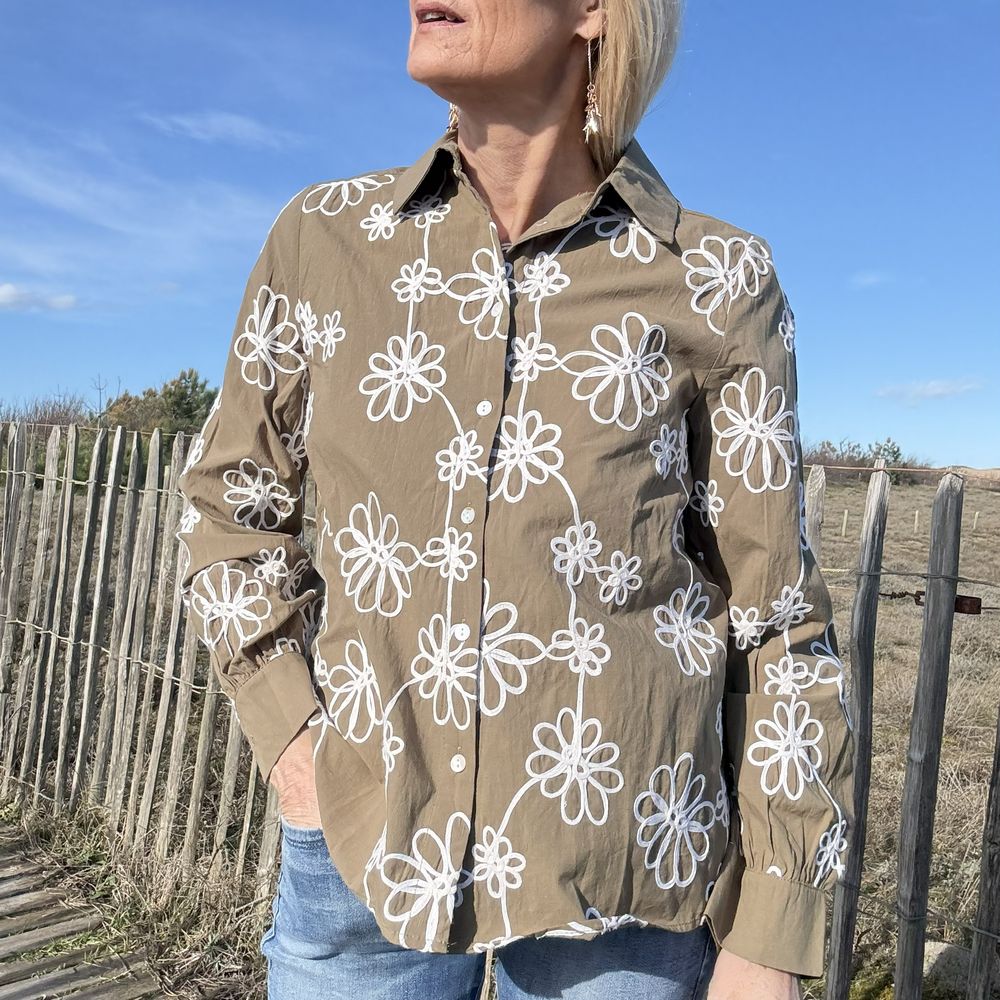 chemise en coton kaki bohème