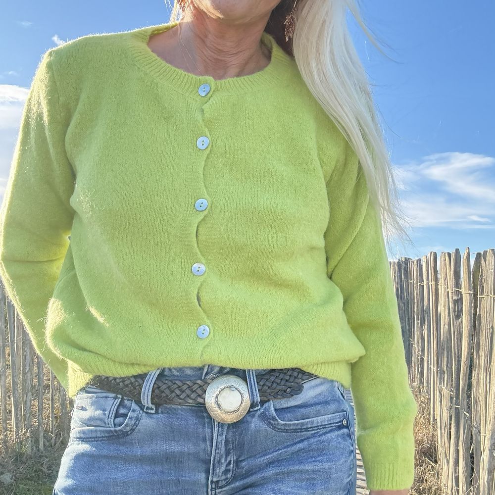 gilet court en alpaga vert