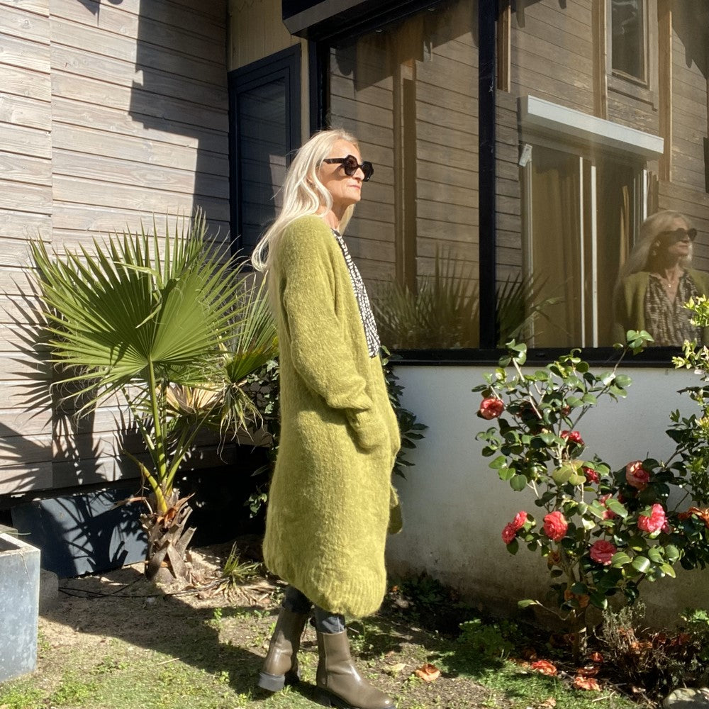 gilet en alpaga vert