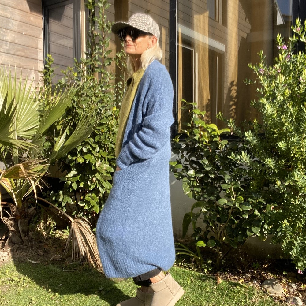 gilet en alpaga tout doux bleu