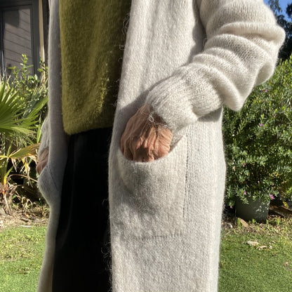 gilet long blanc en alpaga