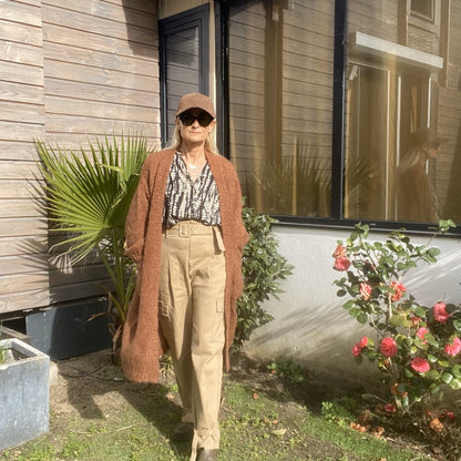 Gilet long en grosse maille laine et mohair Rosie