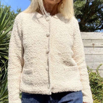 gilet pull crème en laine bouclette